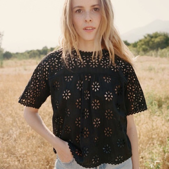 Doen Tops - DOEN Delphine Black Eyelet Blouse M $259